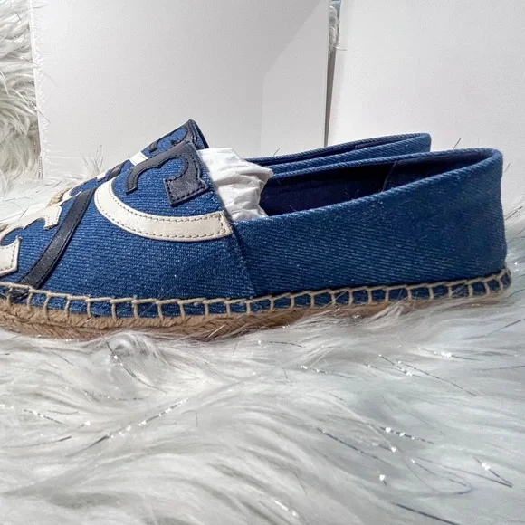 Tory Burch Blue and White Espadrilles